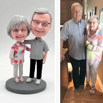 Figura Novios 50 Aniversario Feliz Aniversario de Boda Muñecas Personalizadas con tu Cara y Vestidas